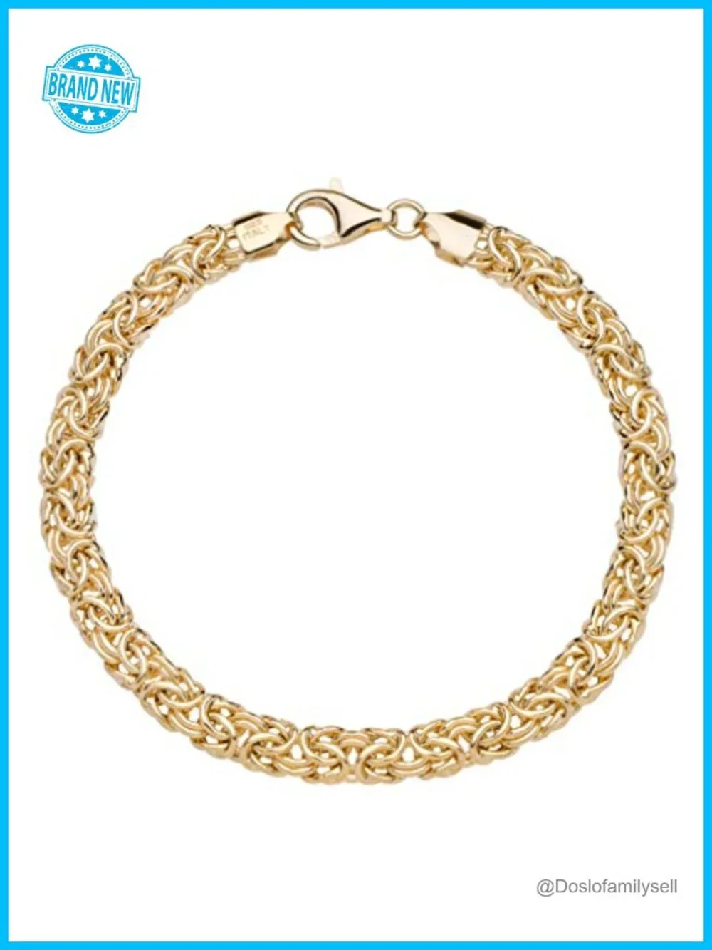 Italian 18K Gold Plated 925 Sterling Silver Byzantine Link Bracelet 8 Inch